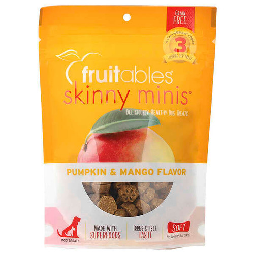 <img alt="Fruitables, Skinny Minis, Dog Treats, Soft, Pumpkin & Mango, 5 oz (141 g)" title="Fruitables, Skinny Minis, Dog Treats, Soft, Pumpkin & Mango, 5 oz (141 g),"