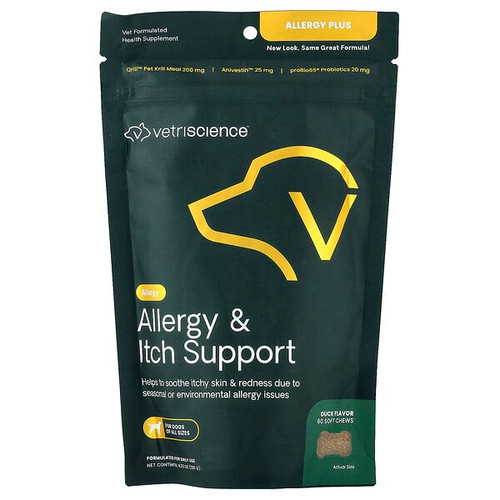 <img alt="VetriScience, Allergy Plus, For Dogs, Duck, 60 Soft Chews, 4.23 oz (120 g)" title="VetriScience, Allergy Plus, For Dogs, Duck, 60 Soft Chews, 4.23 oz (120 g),"