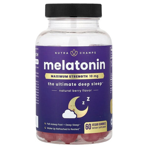 <img alt="NutraChamps, Melatonin, Maximum Strength, Natural Berry, 60 Vegan Gummies (5 mg per Gummy)" title="NutraChamps, Melatonin, Maximum Strength, Natural Berry, 60 Vegan Gummies (5 mg per Gummy),"