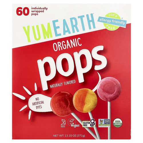 <img alt="YumEarth, Organic Pops, Variety, 60 Individually Wrapped Pops, 13.1 oz (371 g)" title="YumEarth, Organic Pops, Variety, 60 Individually Wrapped Pops, 13.1 oz (371 g),"