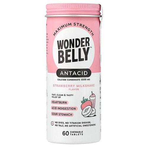 <img alt="Wonderbelly, Antacid, Strawberry Milkshake, 60 Chewable Tablets (1,000 mg per Tablet)" title="Wonderbelly, Antacid, Strawberry Milkshake, 60 Chewable Tablets (1,000 mg per Tablet),"