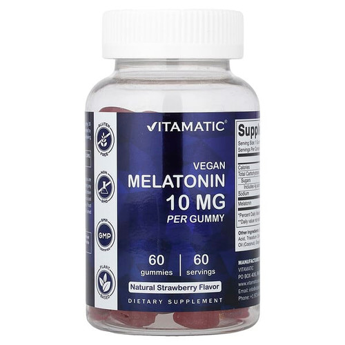 <img alt="Vitamatic, Vegan Melatonin Gummies, Natural Strawberry, 10 mg, 60 Gummies" title="Vitamatic, Vegan Melatonin Gummies, Natural Strawberry, 10 mg, 60 Gummies,"