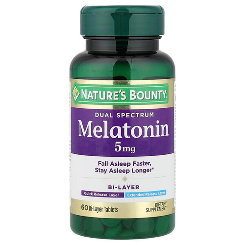 <img alt="Natures Bounty, Dual Spectrum, Melatonin, 5 mg, 60 Bi-Layer Tablets" title="Natures Bounty, Dual Spectrum, Melatonin, 5 mg, 60 Bi-Layer Tablets,"