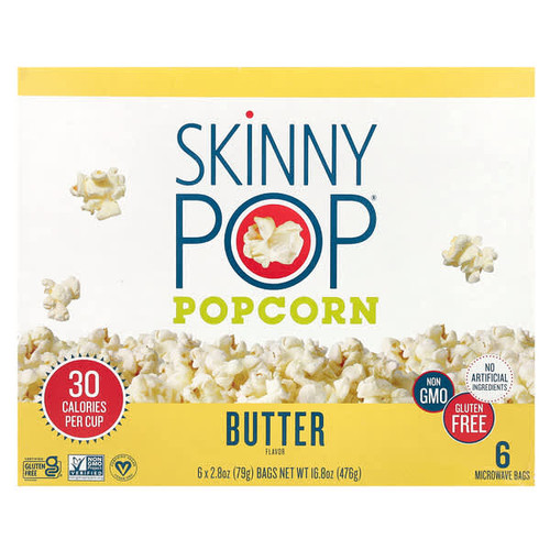 <img alt="SkinnyPop, Popcorn, Butter, 6 Bags, 2.8 oz (79 g) Each" title="SkinnyPop, Popcorn, Butter, 6 Bags, 2.8 oz (79 g) Each,"