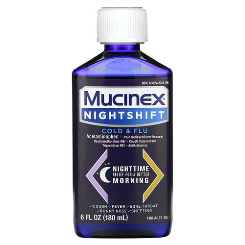 <img alt="Mucinex, Nightshift, Cold & Flu, For Ages 12+, 6 fl oz (180 ml)" title="Mucinex, Nightshift, Cold & Flu, For Ages 12+, 6 fl oz (180 ml),"