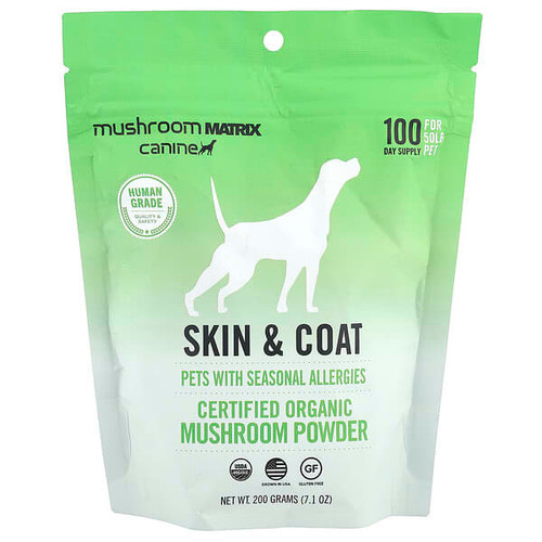 <img alt="Mushroom Matrix Canine, Certified Organic Mushroom Powder, Skin & Coat, For Cats and Dogs, 7.1 oz (200 g)" title="Mushroom Matrix Canine, Certified Organic Mushroom Powder, Skin & Coat, For Cats and Dogs, 7.1 oz (200 g),"