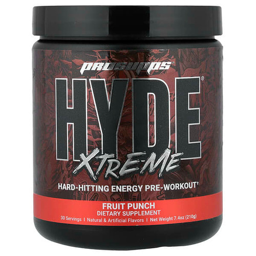 <img alt="ProSupps, Hyde Xtreme, Hard Hitting Energy Pre Workout, Fruit Punch, 7.4 oz (210 g)" title="ProSupps, Hyde Xtreme, Hard Hitting Energy Pre Workout, Fruit Punch, 7.4 oz (210 g),"