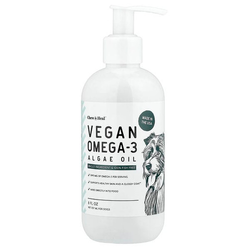 <img alt="Chew + Heal, Vegan Omega-3 Algae Oil, For Dogs, 8 fl oz (237 ml)" title="Chew + Heal, Vegan Omega-3 Algae Oil, For Dogs, 8 fl oz (237 ml),"