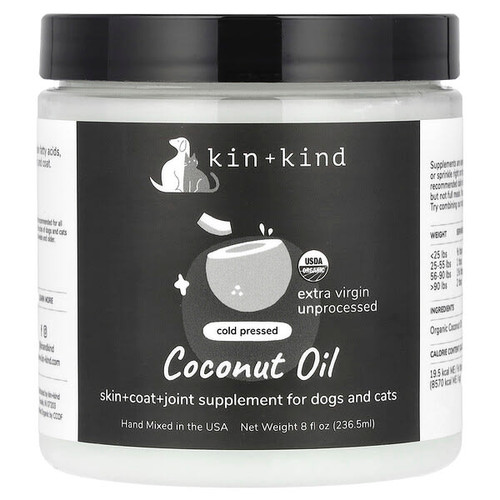 <img alt="Kin+Kind, Coconut Oil, For Dogs & Cats, 8 fl oz (236.5 ml)" title="Kin+Kind, Coconut Oil, For Dogs & Cats, 8 fl oz (236.5 ml),"