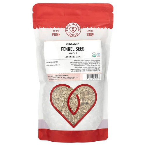 <img alt="Pure Indian Foods, Organic Fennel Seed, Whole, 8 oz (226 g)" title="Pure Indian Foods, Organic Fennel Seed, Whole, 8 oz (226 g),"