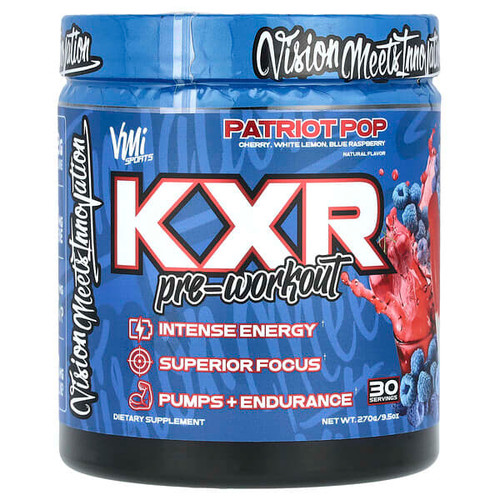 <img alt="VMI Sports, KXR Pre-Workout, Patriot Pop, 9.5 oz (270 g)" title="VMI Sports, KXR Pre-Workout, Patriot Pop, 9.5 oz (270 g),"