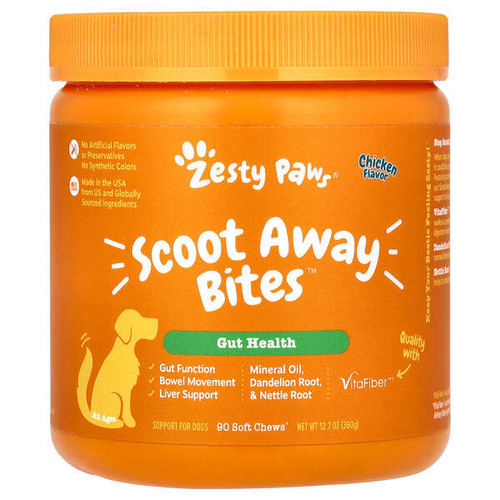 <img alt="Zesty Paws, Scoot Away Bites, For Dogs, All Ages, Chicken, 90 Soft Chews, 12.7 oz (360 g)" title="Zesty Paws, Scoot Away Bites, For Dogs, All Ages, Chicken, 90 Soft Chews, 12.7 oz (360 g),"