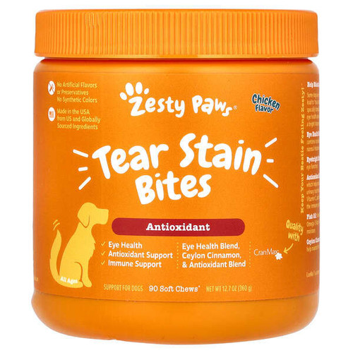 <img alt="Zesty Paws, Tear Stain Bites, For Dogs, All Ages, Chicken, 90 Soft Chews, 12.7 oz (360 g)" title="Zesty Paws, Tear Stain Bites, For Dogs, All Ages, Chicken, 90 Soft Chews, 12.7 oz (360 g),"
