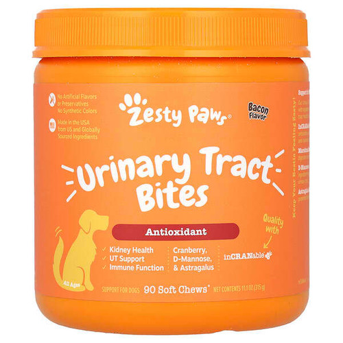 <img alt="Zesty Paws, Urinary Tract Bites, For Dogs, All Ages, Bacon, 90 Soft Chews, 11.1 oz (315 g)" title="Zesty Paws, Urinary Tract Bites, For Dogs, All Ages, Bacon, 90 Soft Chews, 11.1 oz (315 g),"