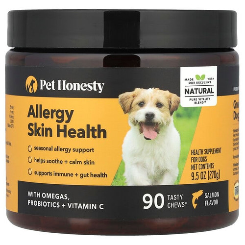 <img alt="Pet Honesty, Allergy Skin Health, For Dogs, Salmon, 90 Tasty Chews, 9.5 oz (270 g)" title="Pet Honesty, Allergy Skin Health, For Dogs, Salmon, 90 Tasty Chews, 9.5 oz (270 g),"