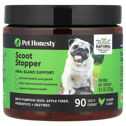 <img alt="Pet Honesty, Scoot Stopper, For Dogs, Chicken, 90 Tasty Chews, 9.5 oz (270 g)" title="Pet Honesty, Scoot Stopper, For Dogs, Chicken, 90 Tasty Chews, 9.5 oz (270 g),"