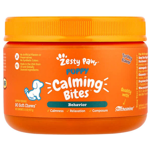 <img alt="Zesty Paws, Puppy Calming Bites, For Dogs, Turkey, 90 Soft Chews, 5.5 oz (157 g)" title="Zesty Paws, Puppy Calming Bites, For Dogs, Turkey, 90 Soft Chews, 5.5 oz (157 g),"