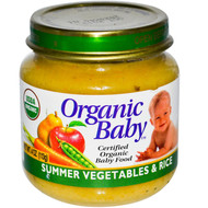 Organic Baby, Certified Organic Baby Food, Summer Vegetables & Rice, 4 oz (113 g) (5 PACK)