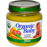 Organic Baby, Certified Organic Baby Food, Peas, 4 oz (113 g) (5 PACK)