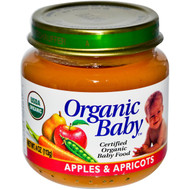 Organic Baby, Certified Organic Baby Food, Apples & Apricots, 4 oz (113 g) (5 PACK)