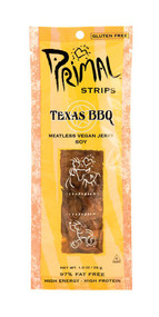 3 PACK of Primal Spirit Foods Primal Strips Meatless Vegan Jerky Soy Texas BBQ -- 1 oz