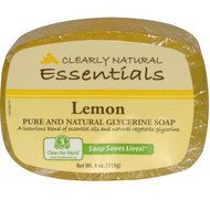 3 PACK OF Clearly Natural, Essentials, Pure and Natural Glycerine Soap, Lemon, 4 oz (113 g)