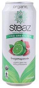Steaz Green Tea Soda, Organic Iced Green Tea,  Lime Pomegranate - 16 fl oz