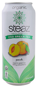 Steaz Green Tea Soda, Organic Iced Green Tea,  Peach - 16 fl oz