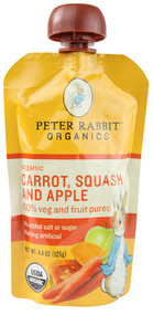 3 PACK of Peter Rabbit Organics Fruit & Veggie Puree Apple, Carrot & Squash -- 4.4 oz