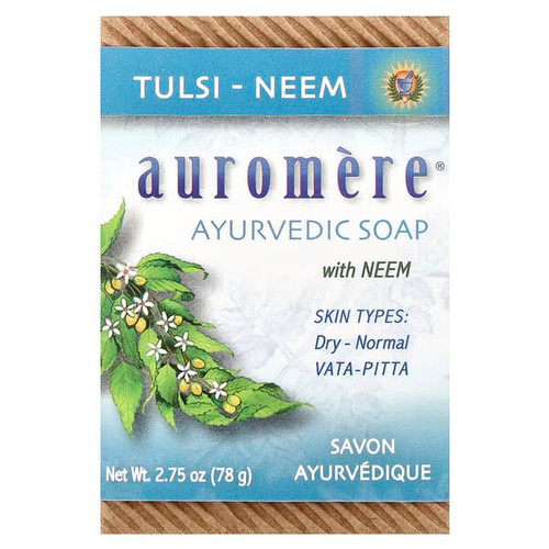 <img alt="Auromere, Ayurvedic Bar Soap with Neem, Tulsi-Neem, 2.75 oz (78 g)" title="Auromere, Ayurvedic Bar Soap with Neem, Tulsi-Neem, 2.75 oz (78 g),027275400106"