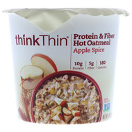 ThinkThin, Protein & Fiber Hot Oatmeal, Apple Spice, 1.76 oz  (50 g)