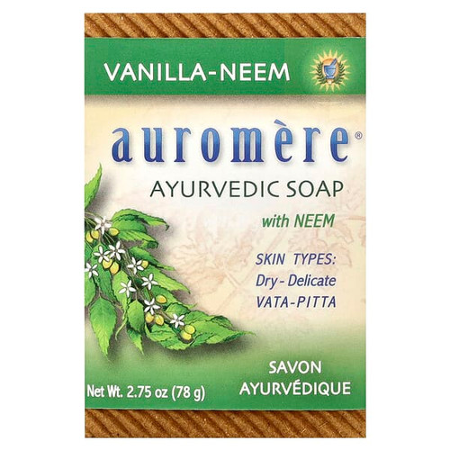 <img alt="Auromere, Ayurvedic Bar Soap with Neem, Vanilla-Neem, 2.75 oz (78 g)" title="Auromere, Ayurvedic Bar Soap with Neem, Vanilla-Neem, 2.75 oz (78 g),027275400045"
