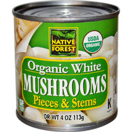 3 PACK of Native Forest Organic White Mushrooms Pieces & Stems -- 4 oz