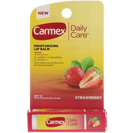 3 PACK of Carmex, Daily Care, Moisturizing Lip Balm, Strawberry, SPF 15, .15 oz (4.25 g)