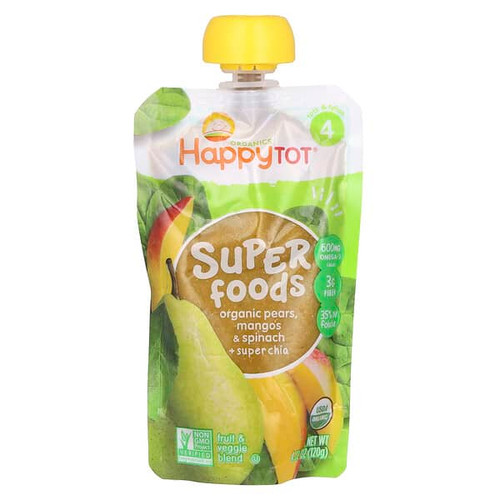 <img alt="3 PACK of Happy Family Organics, HappyTot, SuperFoods, Stage 4, Organic Pears, Mangos & Spinach + Super Chia, 4.22 oz (120 g)" title="3 PACK of Happy Family Organics, HappyTot, SuperFoods, Stage 4, Organic Pears, Mangos & Spinach + Super Chia, 4.22 oz (120 g),852697001293"