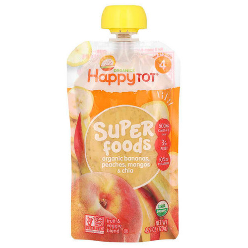 <img alt="3 PACK of Happy Family Organics, Happy Tot, Super Foods, Stage 4, Bananas, Peaches, Mangos & Chia, 4.22 oz (120 g)" title="3 PACK of Happy Family Organics, Happy Tot, Super Foods, Stage 4, Bananas, Peaches, Mangos & Chia, 4.22 oz (120 g),852697001323"