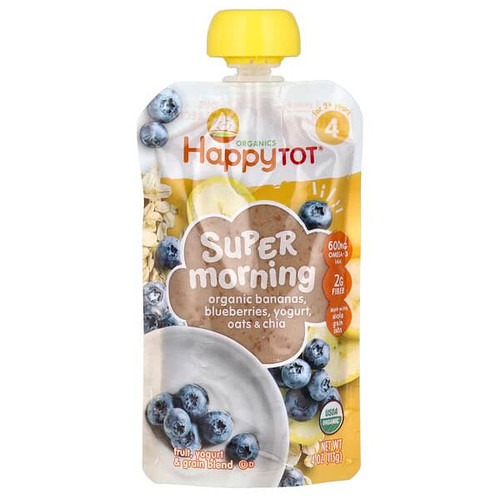 <img alt="3 PACK of Happy Family Organics, Happy Tot, Super Morning, For 2+ Years, Organic Bananas, Blueberries, Yogurt, Oats & Chia, 4 oz (113 g)" title="3 PACK of Happy Family Organics, Happy Tot, Super Morning, For 2+ Years, Organic Bananas, Blueberries, Yogurt, Oats & Chia, 4 oz (113 g),819573010664"