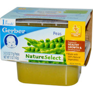 Gerber, 1st Foods, NatureSelect,  Peas, 2 Pack, 2.5 oz (71 g) Each
