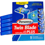 Personna Razor Blades, Twin Blade Plus with Lubricating Strip,  5 Razors (5 PACK)