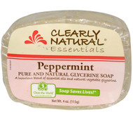 3 PACK OF Clearly Natural, Essentials, Pure and Natural Glycerine Soap, Peppermint, 4 oz (113 g)