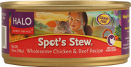 Halo Purely For Pets, Spots Stew Grain Free for Cats, Wholesome Chicken and Beef Recipe - 5.5 oz