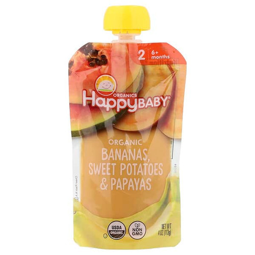 <img alt="Happy Family Organics, Happy Baby, Organic Baby Food, 6+ Months, Bananas, Sweet Potatoes, & Papayas, 4 oz (113 g) (Discontinued Item)" title="Happy Family Organics, Happy Baby, Organic Baby Food, 6+ Months, Bananas, Sweet Potatoes, & Papayas, 4 oz (113 g) (Discontinued Item),819573013252"