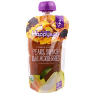 3 PACK of Happy Family Organics, Organic Baby Food, Stage 2, Clearly Crafted   6+ Months, Pears, Squash & Blackberries, 4.0 oz (113 g)