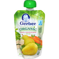 Gerber, 2nd Foods, Organic Baby Food, Pears, Carrots & Peas, 3.5 oz (99 g)