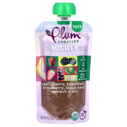 <img alt="3 PACK of Plum Organics, Mighty 4 Food Group Blend, Tots, Pear, Cherry, Blackberry, Strawberry, Black Bean, Spinach & Oat, 4 oz (113 g)" title="3 PACK of Plum Organics, Mighty 4 Food Group Blend, Tots, Pear, Cherry, Blackberry, Strawberry, Black Bean, Spinach & Oat, 4 oz (113 g),846675007438"
