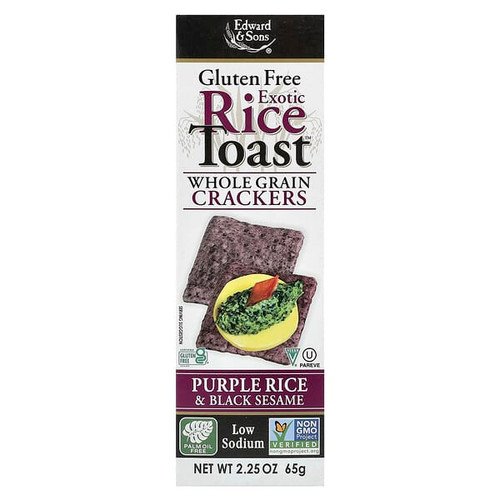 <img alt="3 PACK of Edward & Sons, Exotic Rice Toast, Whole Grain Crackers, Purple Rice & Black Sesame, 2.25 oz (65 g)" title="3 PACK of Edward & Sons, Exotic Rice Toast, Whole Grain Crackers, Purple Rice & Black Sesame, 2.25 oz (65 g),043182000628"