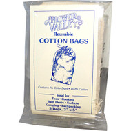 3 PACK of Flower Valley, Reusable Cotton Bags, 3 Bags, 3 inch x 5 Each
