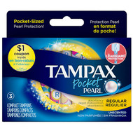Tampax, Pocket Pearl, Regular, 3 Tampons