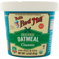 3 PACK of Bobs Red Mill, Organic Oatmeal Cup, Classic with Flax & Chia, 1.8 oz (51 g)
