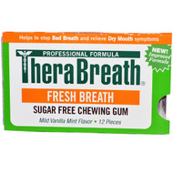 3 PACK OF TheraBreath, Fresh Breath, Sugar Free Chewing Gum, Mild Vanilla Mint Flavor, 12 Pieces